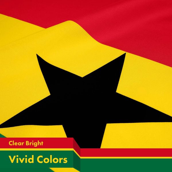 G128 10 Pack: Ghana Ghanaian Flag | 3x5 Ft | LiteWeave Pro Series Printed 150D Polyester | Country Flag, Indoor/Outdoor, Vibrant Colors, Brass Grommets, Thicker and More Durable Than 100D 75D Polyester - Image 3