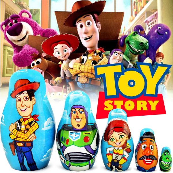 Matryoshka Matrioska Babuska Russian Nesting Wooden Doll Toy Story Matryoshika Babushka 5 Pcs Stacking Hand Painting Beautiful Nested Craft Matriosjka - Image 2