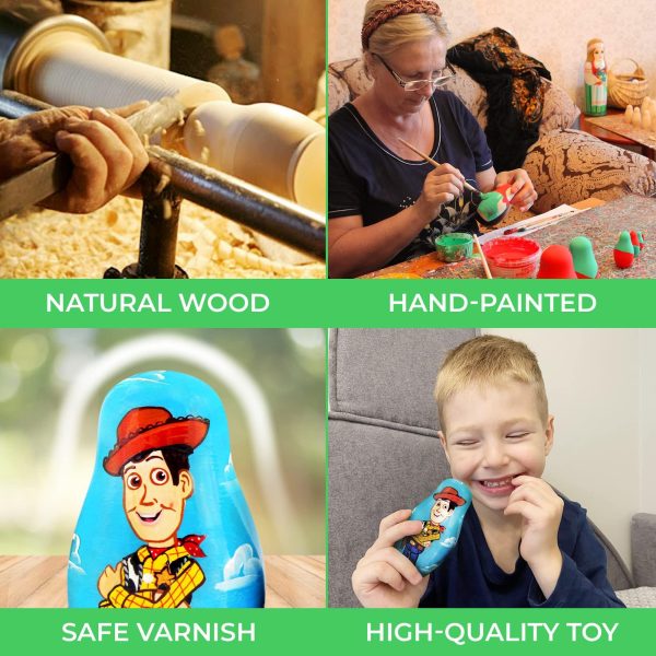 Matryoshka Matrioska Babuska Russian Nesting Wooden Doll Toy Story Matryoshika Babushka 5 Pcs Stacking Hand Painting Beautiful Nested Craft Matriosjka - Image 4