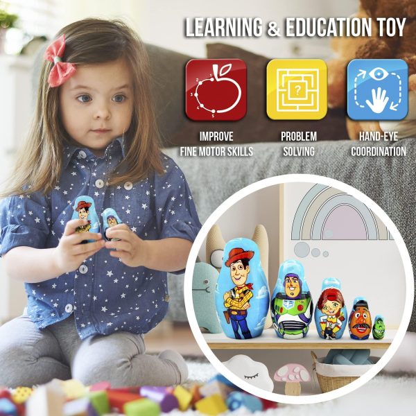 Matryoshka Matrioska Babuska Russian Nesting Wooden Doll Toy Story Matryoshika Babushka 5 Pcs Stacking Hand Painting Beautiful Nested Craft Matriosjka - Image 5