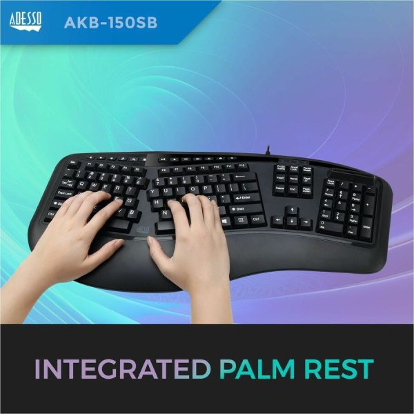 Adesso Desktop Ergonomic Smart Card Reader Keyboard (TAA Compliant) - Image 5
