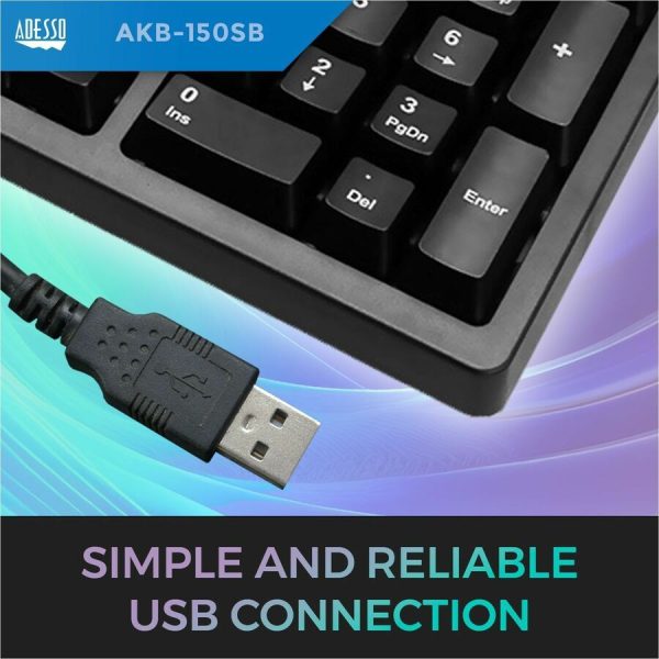 Adesso Desktop Ergonomic Smart Card Reader Keyboard (TAA Compliant) - Image 9