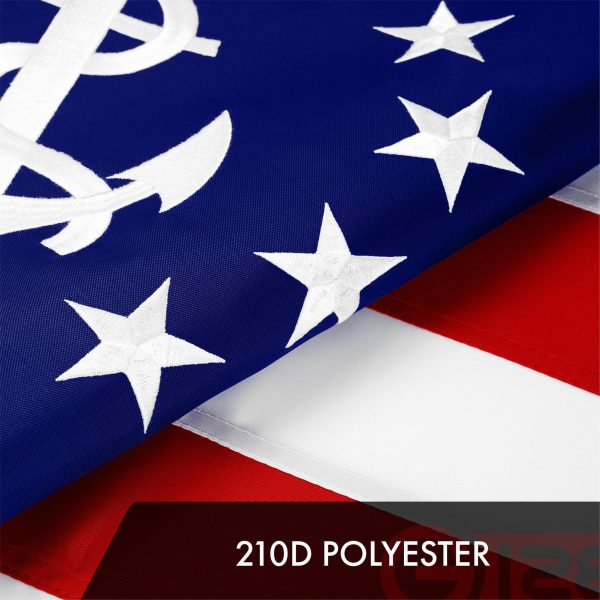 G128 5 Pack: American USA Yacht Ensign Flag | 2x3 Ft | ToughWeave Series Embroidered 300D Polyester | Nautical Flag, Embroidered Stars, Sewn Stripes, Indoor/Outdoor, Brass Grommets - Image 4