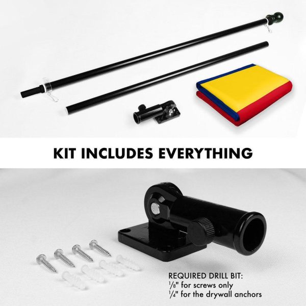 G128 Combo Pack: 6 Ft Tangle Free Spinning Flagpole (Black) & Romania Flag 3x5 Ft Printed 150D Polyester, Brass Grommets (Flag Included) Aluminum Flag Pole - Image 2