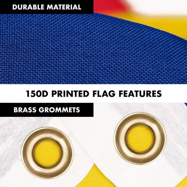 G128 Combo Pack: 6 Ft Tangle Free Spinning Flagpole (Black) & Romania Flag 3x5 Ft Printed 150D Polyester, Brass Grommets (Flag Included) Aluminum Flag Pole - Image 4