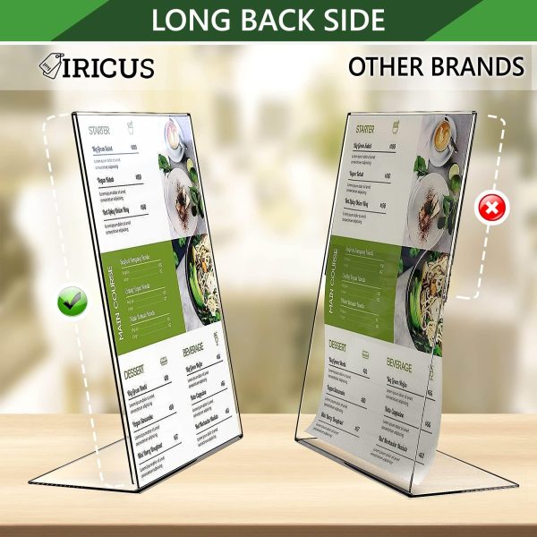 2 Pack Acrylic Sign Holders 8.5x11   Plastic Stands for Display   8 1 2 x 11 Acrylic Sign Holder with Vertical Slanted Back   Clear Plastic Sign Holder Paper Display Table Stand Flyer Document Paper - Image 5