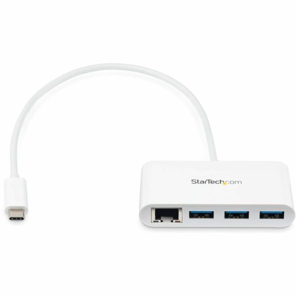 StarTech.com 3 Port USB C Hub with Gigabit Ethernet - USB-C to 3x USB-A - USB 3.0 - White - USB Hub with GbE - USB-C to USB Adapter - USB Type C Hub - Image 2