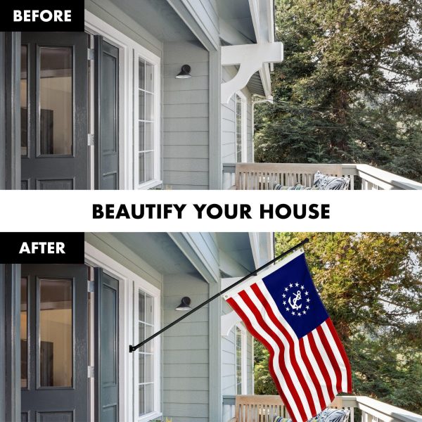 G128 Combo Pack: 5 Ft Tangle Free Aluminum Spinning Flagpole (Black) & American USA Yacht Ensign Flag 2.5x4 Ft, ToughWeave Series Embroidered 300D Polyester | Pole with Flag Included - Image 3