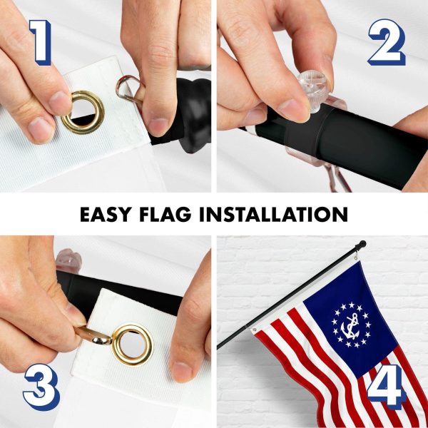 G128 Combo Pack: 5 Ft Tangle Free Aluminum Spinning Flagpole (Black) & American USA Yacht Ensign Flag 2.5x4 Ft, ToughWeave Series Embroidered 300D Polyester | Pole with Flag Included - Image 7