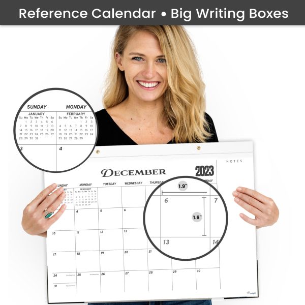 Desk Calendar 2024 17x12 Wall Calendar      Thick Paper & Notes Section   Runs from December 2023   December 2024 (Black) - Image 3