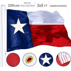 Texas State Flag 220GSM Embroidered Spun Polyester 3x5 Ft