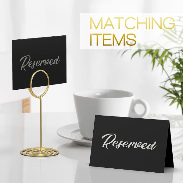 10 Pack Black Reserved Table Signs for Wedding   Silver Foil Reserved Seating Signs for Wedding Chairs   Church Pews   Double Sided Cardstock Reserved Signs for Tables   Table Tent Reservation Cards - Image 7