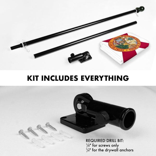 G128 Combo Pack: 6 Ft Tangle Free Aluminum Spinning Flagpole (Black) & Florida FL State Flag 3x5 Ft, LiteWeave Pro Series Printed 150D Polyester, 4 Corner Brass Grommets | Pole with Flag Included - Image 2