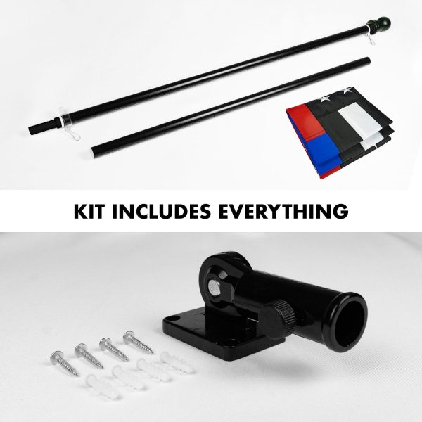 G128 - 5 Feet Tangle Free Spinning Flagpole (Black) Thin Blue&Red Line Flag Brass Grommets Embroidered 2x3 ft (Flag Included) Aluminum Flag Pole - Image 2