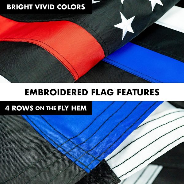 G128 - 5 Feet Tangle Free Spinning Flagpole (Black) Thin Blue&Red Line Flag Brass Grommets Embroidered 2x3 ft (Flag Included) Aluminum Flag Pole - Image 5