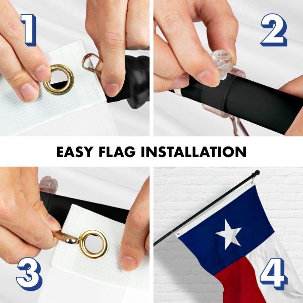 G128 - 6 Feet Tangle Free Spinning Flagpole (Black) Texas Flag Brass Grommets Spun Polyester 3x5 ft (Flag Included) Aluminum Flag Pole - Image 7