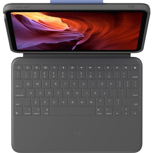 Logitech Rugged Folio Rugged Keyboard/Cover Case (Folio) for 10.9" Apple, Logitech iPad (10th Generation) Tablet - Graphite - Image 2