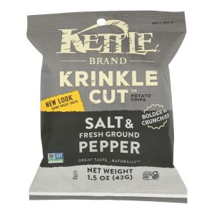 Kettle Brand Potato Chips - Sea Salt and Crushed Black Pepper - Case of 24 - 1.5 oz.