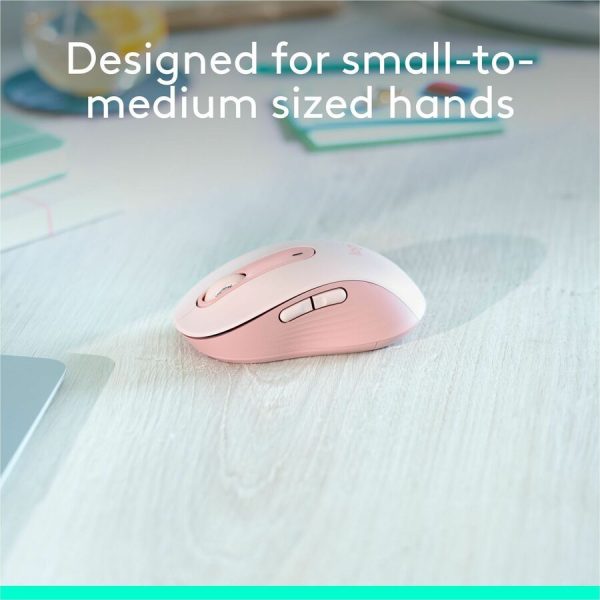 Logitech Signature M650 Wireless Mouse - For Small to Medium Sized Hands, 2-Year Battery, Silent Clicks, Rose - Image 4