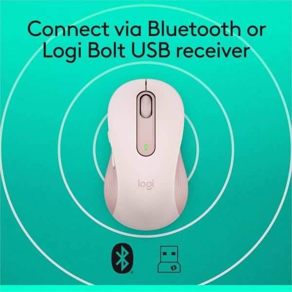 Logitech Signature M650 Wireless Mouse - For Small to Medium Sized Hands, 2-Year Battery, Silent Clicks, Rose - Image 7