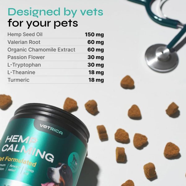 Calming Chews for Dogs Anxiety Relief   Hemp Calming Chews for Dogs with Valerian Root Hemp Seed Oil Turmeric L Theanine   Soft Treats for Storms Fireworks Separation Vet Visits Grooming - Image 2