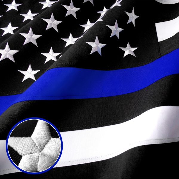 G128 Thin Blue Line Flag 220GSM Embroidered Spun Polyester 3x5 Ft - Image 2