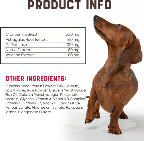 Dog UTI Treatment 180 Chews w Cranberry, Natural UTI Medicine for Dogs - Pet Supplement for Dog Urinary Tract Infection Treatment, Good for Bladder Control, Dog Incotinence, Kidney Health, Dog Breath - Image 2