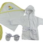 Infant Robe, Hooded Towel And Washcloth Mitt - 3 Pc Set  Cs_0003