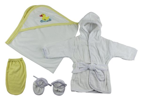 Infant Robe, Hooded Towel And Washcloth Mitt - 3 Pc Set  Cs_0003