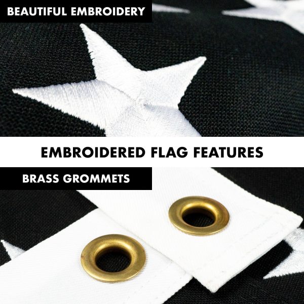 G128 - 6 Feet Tangle Free Spinning Flagpole (White) Thin Blue Line Flag Brass Grommets Spun Polyester 3x5 ft (Flag Included) Aluminum Flag Pole - Image 4