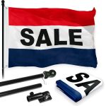 G128 Combo Pack: 6 Feet Tangle Free Spinning Flagpole (Black) Sale Flag 3x5 ft Printed 150D Brass Grommets (Flag Included) Aluminum Flag Pole