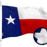 G128 - Texas State Flag 2x3ft Embroidered Stars Sewn Stripes Heavy Duty 220GSM Tough Spun Polyester Quality with Brass Grommets