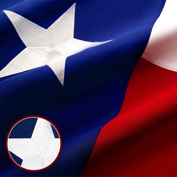 G128 - Texas State Flag 2x3ft Embroidered Stars Sewn Stripes Heavy Duty 220GSM Tough Spun Polyester Quality with Brass Grommets - Image 2