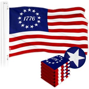 G128 5 Pack: Betsy Ross 1776 Flag | 4x6 Ft | ToughWeave Series Embroidered 300D Polyester | Historical Flag, Embroidered Design, Indoor/Outdoor, Brass Grommets