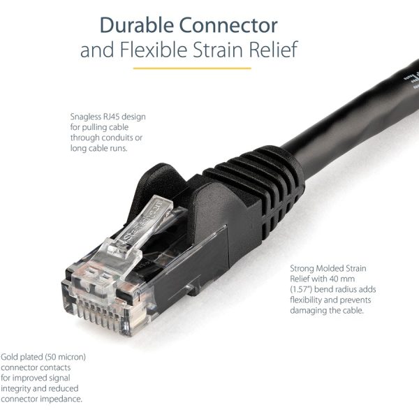 StarTech.com 7ft CAT6 Ethernet Cable - Black Snagless Gigabit - 100W PoE UTP 650MHz Category 6 Patch Cord UL Certified Wiring/TIA - Image 4