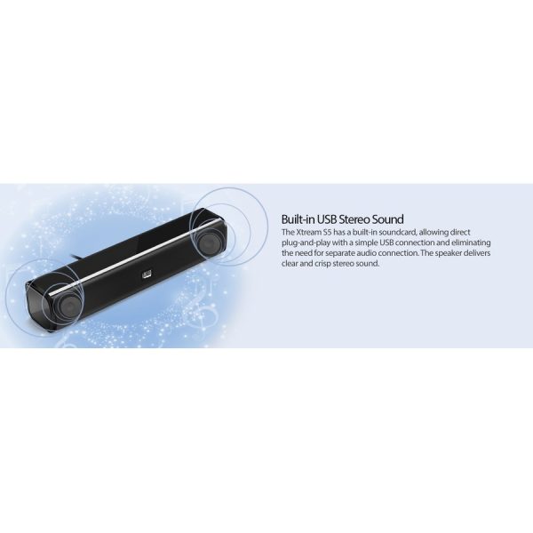 Adesso Xtream S5 USB-Powered Desktop Computer Sound Bar Speaker with Dynamic Sound- 5W x 2 - Portable - Image 3