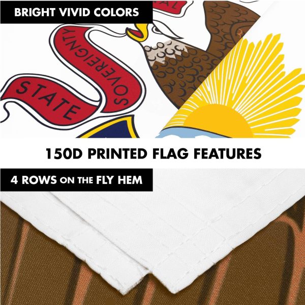 G128 Combo Pack: 6 Ft Tangle Free Spinning Flagpole (Silver) & Illinois Flag 3x5 Ft Printed 150D Polyester, Brass Grommets (Flag Included) Aluminum Flag Pole - Image 5