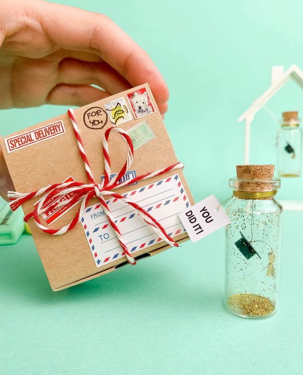 Tiny Magical Message in a Bottle Gift Idea   Classy Inspirational Gifts for Him and Her   Unique Presents for Women and Men (Black Graduate Cap   You Did It in Craft Gift Box) - Image 6