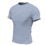 Genuine Striped Short Sleeved T-Shirt Top Cotton Sailor Shirt Light Blue Original Telnyashka S