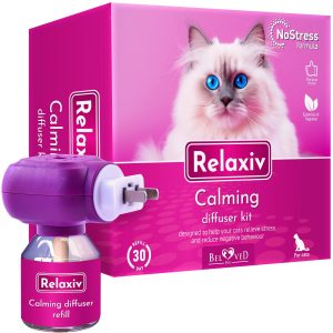 Relaxiv Natural Cat Calming Pheromone Diffuser Improved No Stress Formula Anti Anxiety Treatment #1 for Cats and Dogs with a Long Lasting Calming Effect