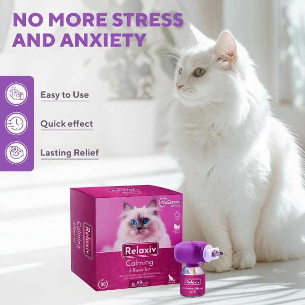 Relaxiv Natural Cat Calming Pheromone Diffuser Improved No Stress Formula Anti Anxiety Treatment #1 for Cats and Dogs with a Long Lasting Calming Effect - Image 4