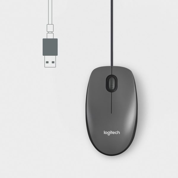 Logitech M100 Wired USB Mouse, 3-Buttons,1000 DPI Optical Tracking, Ambidextrous, Compatible with PC, Mac, Laptop (Gray) - Image 3