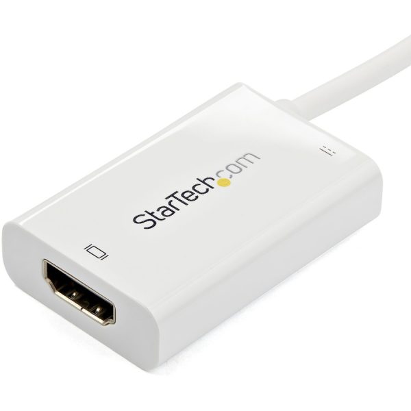 StarTech.com USB C to HDMI 2.0 Adapter 4K 60Hz with 60W Power Delivery Pass-Through Charging - USB Type-C to HDMI Video Converter - White - Image 2