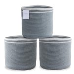 Recycled Cotton Rope Storage Cube Basket Plant Basket Multi Purpose Woven Cube Storage Organizer Shelves Closet Storage Bins Nursery Kids Room Organizer 11 Inch Set of 3   Gray