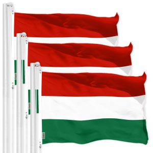 G128 3 Pack: Hungary Hungarian Flag | 3x5 Ft | LiteWeave Pro Series Printed 150D Polyester | Country Flag, Indoor/Outdoor, Vibrant Colors, Brass Grommets, Thicker and More Durable Than 100D 75D Poly