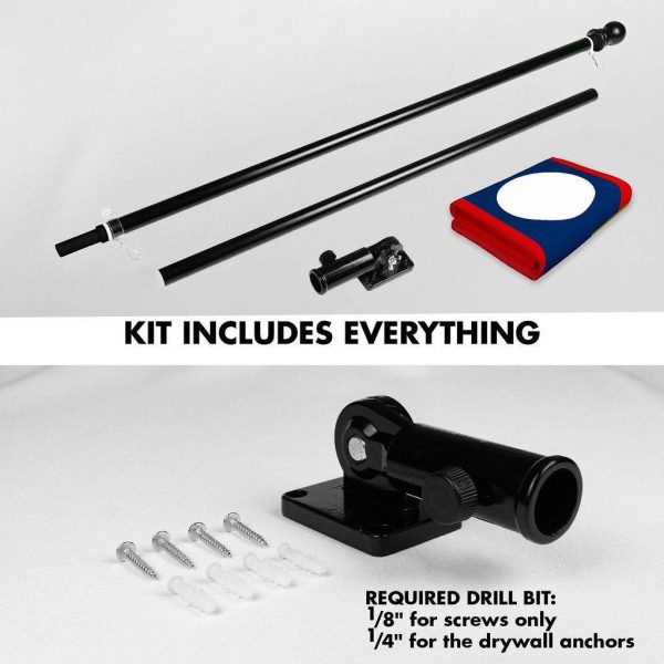 G128 Combo Pack: 6 Ft Tangle Free Spinning Flagpole (Black) & Laos Flag 3x5 Ft Printed 150D Polyester, Brass Grommets (Flag Included) Aluminum Flag Pole - Image 2