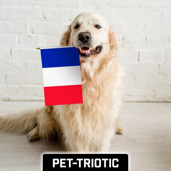 G128 12 Pack Handheld France French Stick Flags | 12x18 In | Printed 150D Polyester, Country Flag, Solid Wooden Stick, Spear Gold Tip - Image 7