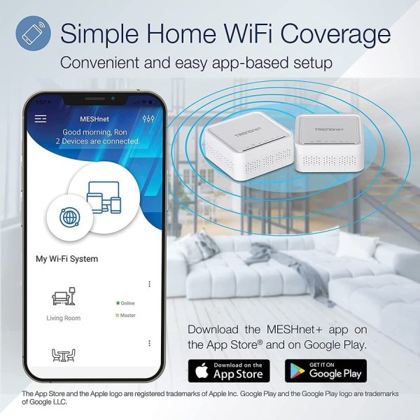 TRENDnet AC1200 WiFi EasyMesh Remote Node, App-Based Setup Utility, Seamless WiFi Roaming, Beamforming,Supports 2.4GHz and 5GHz Devices, TEW-832MDR, White - Image 3