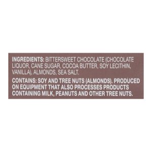 Endangered Species Natural Chocolate Bar - Dark Chocolate - 72 Percent Cocoa - Sea Salt and Almonds - 3 oz Bars - Case of 12