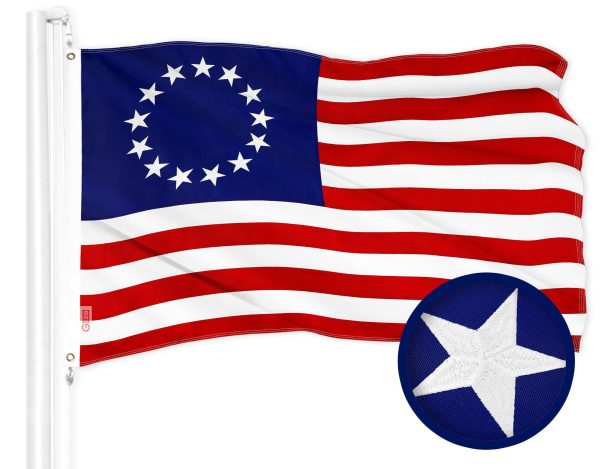 G128 Betsy Ross Flag | 1x1.5 Ft | ToughWeave Series Embroidered 300D Polyester | Historical Flag, Embroidered Design, Indoor/Outdoor, Brass Grommets